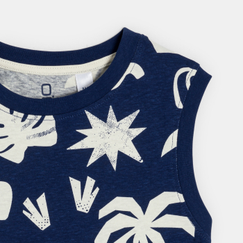 قميص داخلي مطبوع أزرق داكن للأولاد